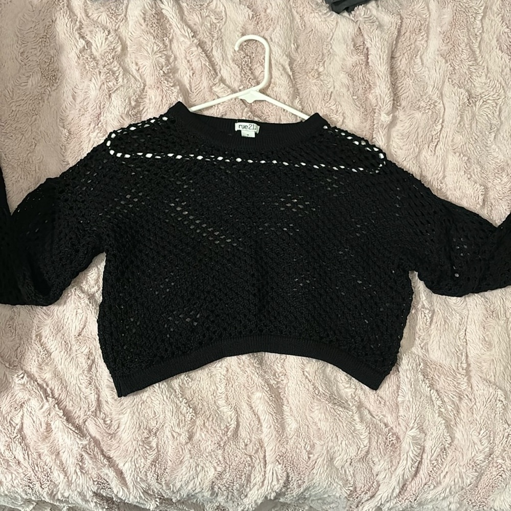 Solid black cover up/ over shirt, long sleeve